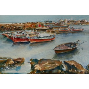 Momin Waseem, 14 x 21 Inch, Water Color on Paper, Seascape Painting, AC-MW-045